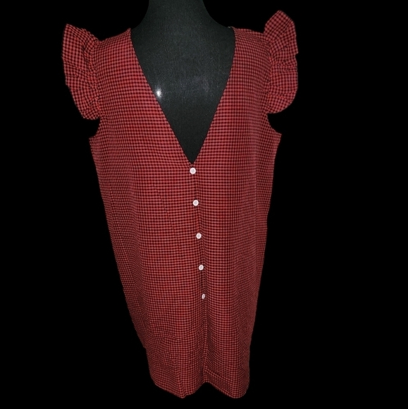 Shein Curve Red Checkered Mini dress in size 2XL - Picture 3 of 4